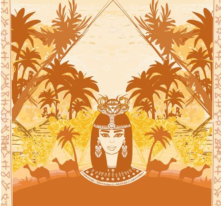 retro frame with Egyptian queenのイラスト素材