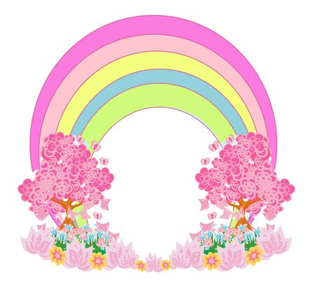 magical fairy tale land - decorative frameのイラスト素材