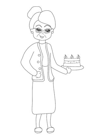 Grandma baked a delicious cakeのイラスト素材
