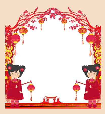 Mid-Autumn Festival for Chinese New Year - frameのイラスト素材