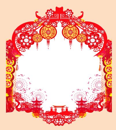 Mid-Autumn Festival for Chinese New Year - frameのイラスト素材