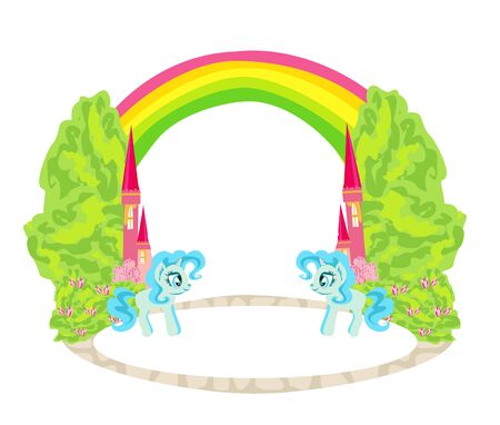 two cute unicorns - frameのイラスト素材