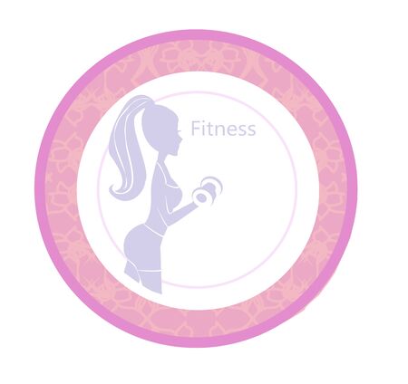 slim girl exercises with barbells - silhouette iconのイラスト素材