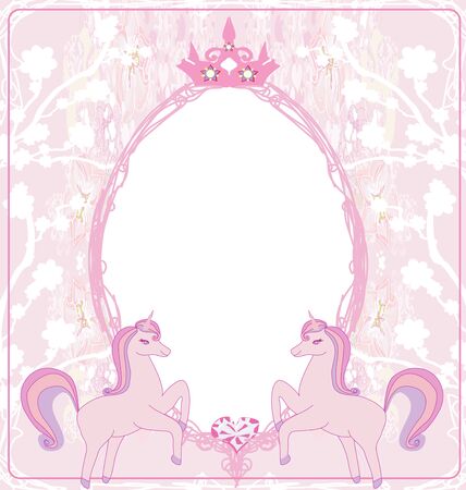 decorative birthday frame with unicornsのイラスト素材
