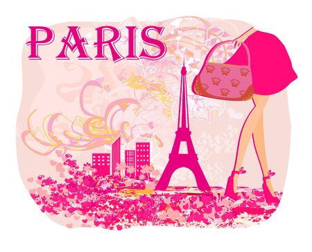 fashionable woman shopping in Parisのイラスト素材