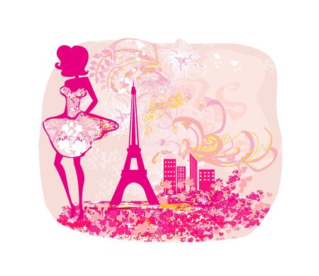 fashionable elegant woman in Paris のイラスト素材