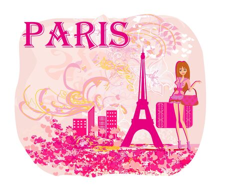 fashionable elegant woman in Paris のイラスト素材