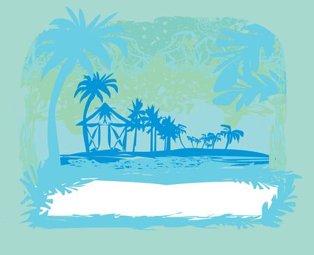 tropical vacation - Abstract card with a frame for your textのイラスト素材