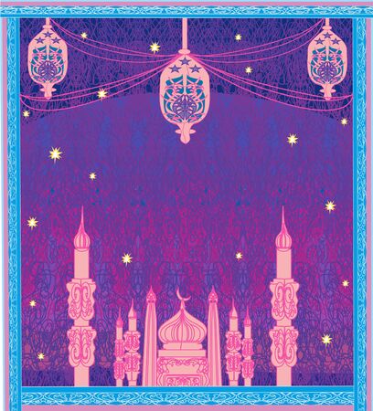 Ramadan Kareem background with mosque silhouettes のイラスト素材