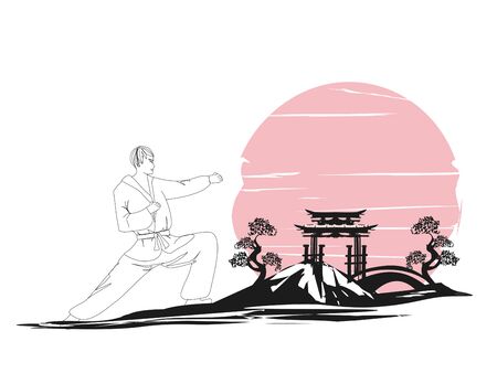 Creative abstract illustration of karate fighterのイラスト素材