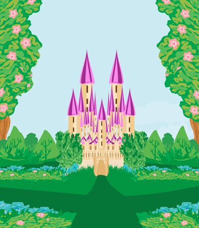 Magic Fairy Tale Princess Castleのイラスト素材