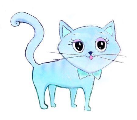 cute fairy-tale blue cat - isolated characterの写真素材