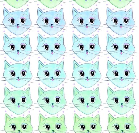 Colorful seamless pattern with funny catsの写真素材