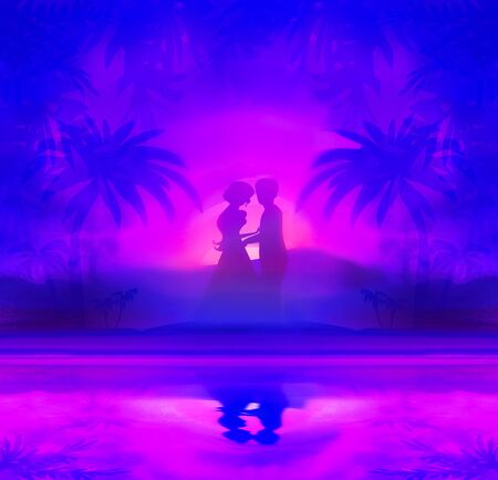 romantic couple on tropical vacationの写真素材