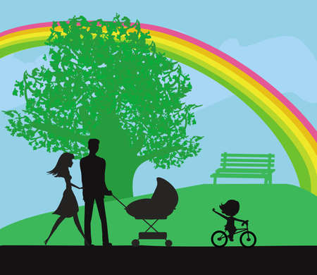 family walk in the parkのイラスト素材