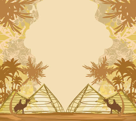 Camel in egypt desert - decorative vintage cardのイラスト素材