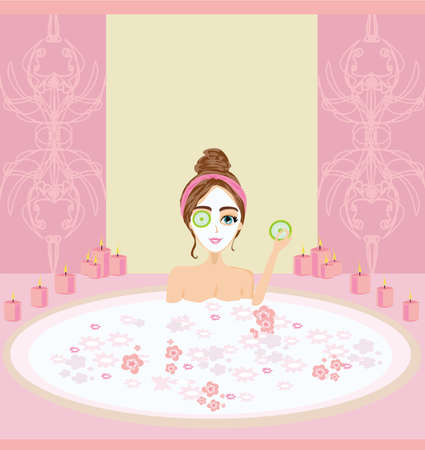 Beautiful young woman enjoying in spa.のイラスト素材