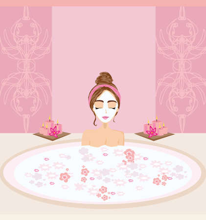 Beautiful young woman enjoying in spa.のイラスト素材