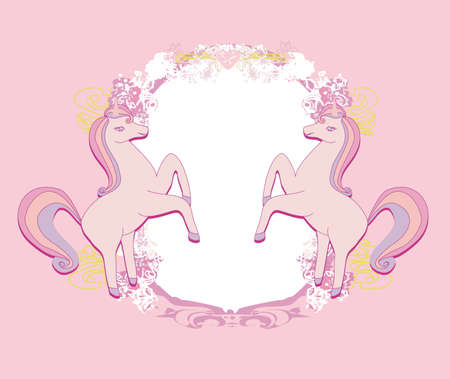 decorative birthday frame with unicornsのイラスト素材