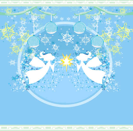 Abstract Christmas card with angelsのイラスト素材