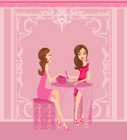 lady doing manicure in beauty salonのイラスト素材
