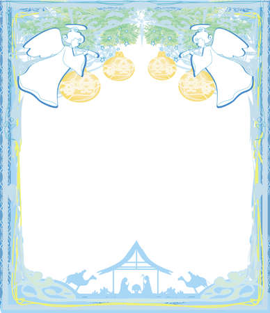 Christmas Angels. Christmas religious nativity scene cardのイラスト素材