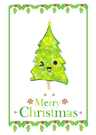 funny decorative Christmas tree - retro styleのイラスト素材