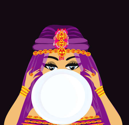 beautiful Fortuneteller woman reads the future from a magic ballのイラスト素材