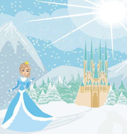 beautiful princess on a walk on a winter dayのイラスト素材