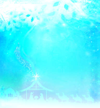 Biblical scene - birth of Jesus in Bethlehem.の写真素材