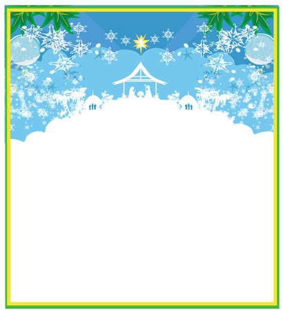 Birth of Jesus in Bethlehem - decorative Christmas cardのイラスト素材