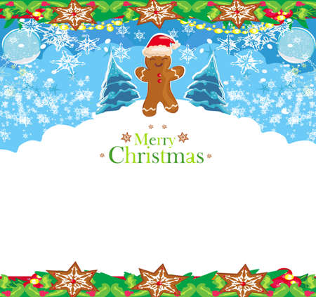 Abstract card with Christmas gingerbreadのイラスト素材