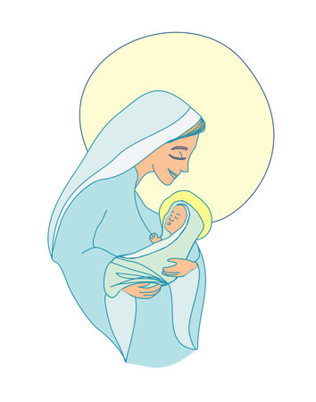 Madonna and child Jesus - isolated charactersのイラスト素材