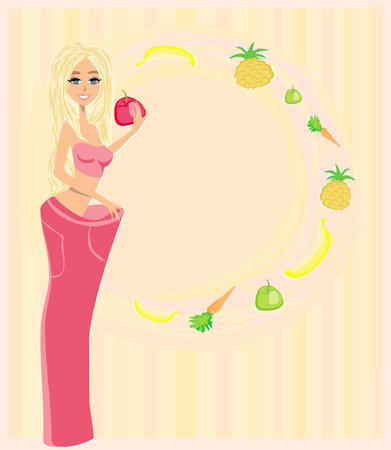 Slim woman with huge pants cardのイラスト素材