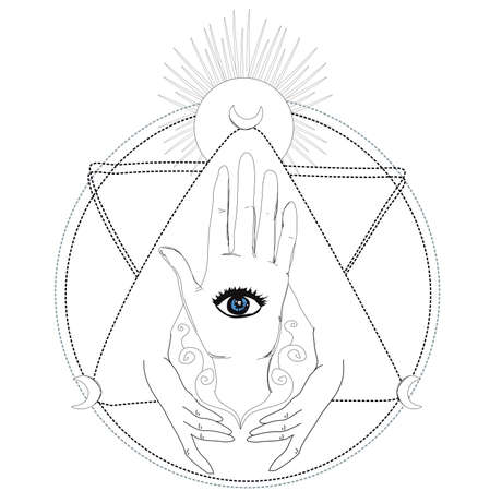 Mystical symbol: human hand, Eye of Providenceのイラスト素材