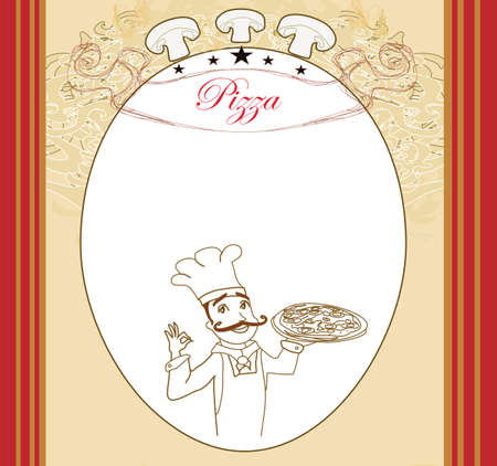 Pizza Menu Template, Vintage Cardのイラスト素材