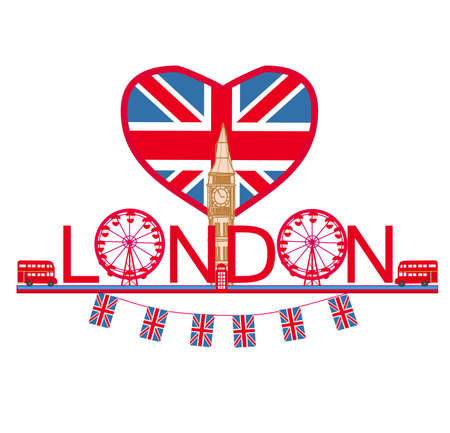 decorative text with icons of Londonのイラスト素材