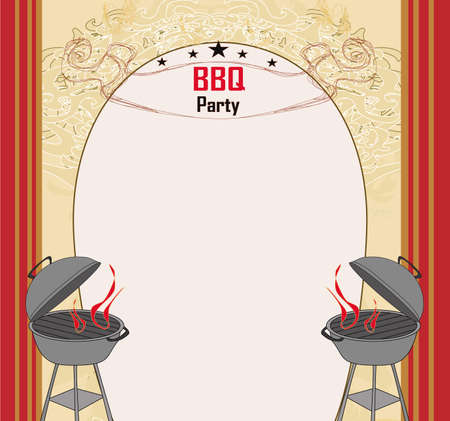Barbecue Party Invitation- decorative vintage frameのイラスト素材