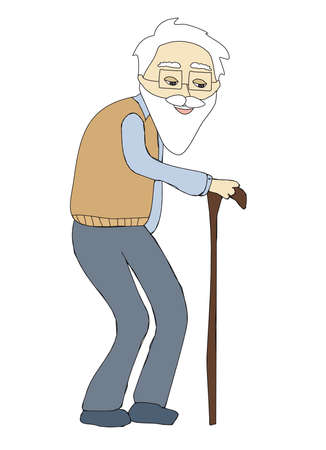 The old man - isolated doodle illustrationのイラスト素材