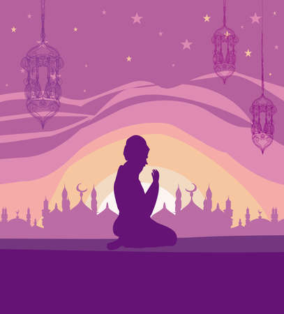 abstract religious background - muslim man praysのイラスト素材
