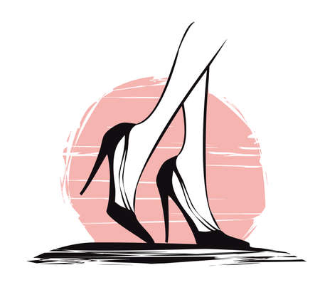 beautiful black high heels - bannerのイラスト素材