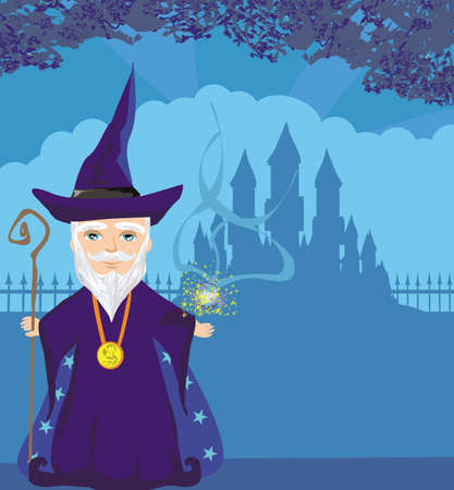 Cartoon Wizard with a magic ballのイラスト素材