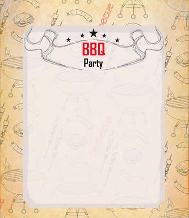 Vintage Barbecue Party Invitation cardの写真素材