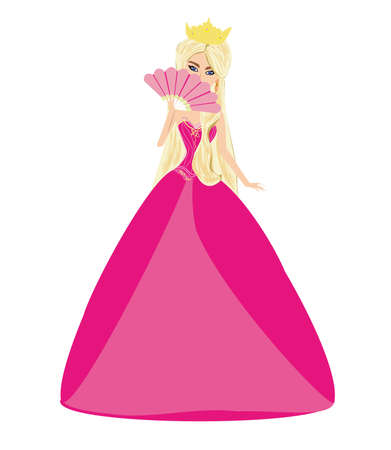 Beautiful queen in a pink dress - isolated illustrationのイラスト素材
