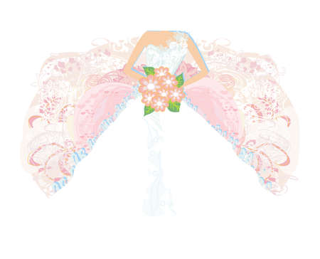 Abstract Beautiful bride card - close-up on a beautiful dressのイラスト素材