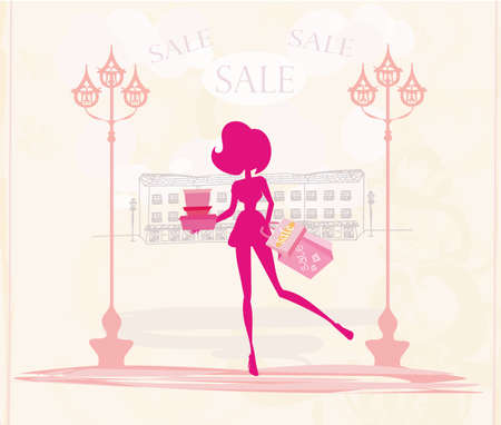 shopping in the city - abstract sale cardのイラスト素材