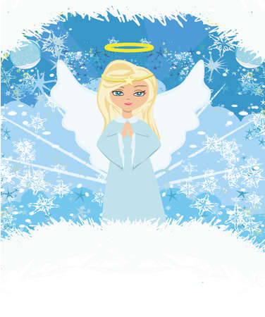Abstract card with sweet blond angel prayingのイラスト素材