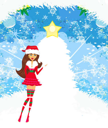 santa claus girl - decorative christmas cardのイラスト素材