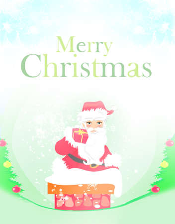 Abstract Christmas card with Santa Claus and Christmas treeの写真素材