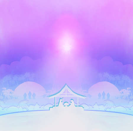 Birth of Jesus in Bethlehem, Christmas cardの写真素材